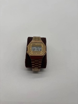 Casio A168 Digitaluhr Gold Illuminator Water Resist Armband Stahl vergoldet Vi