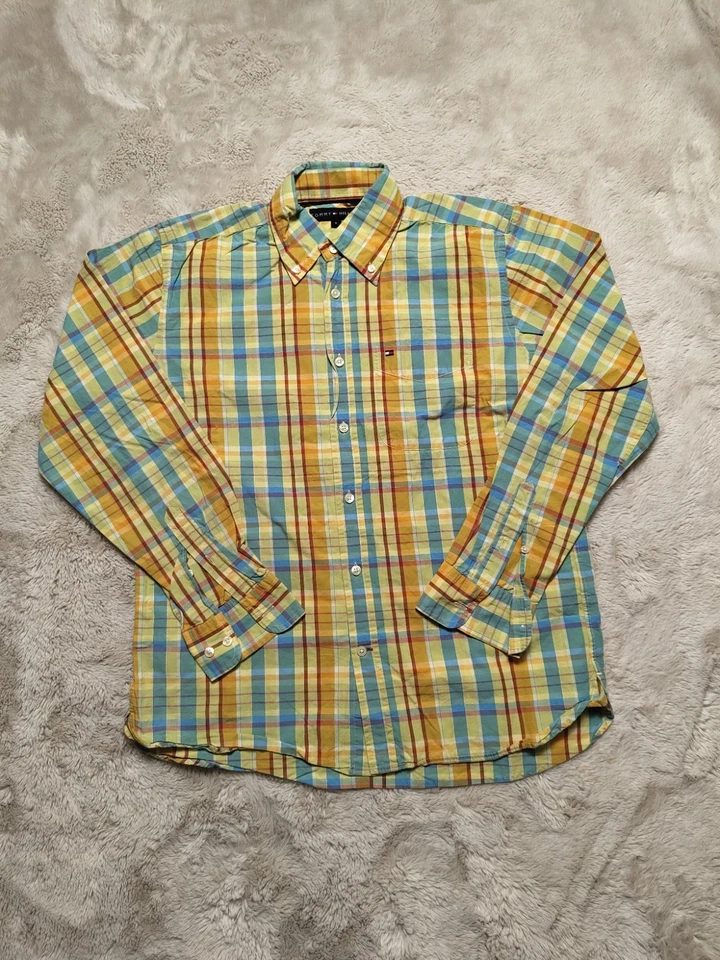 Vintage Tommy Hilfiger Mens Multicolor Plaid Long Sleeve Button Down Shirt, S - Bild 1 von 4