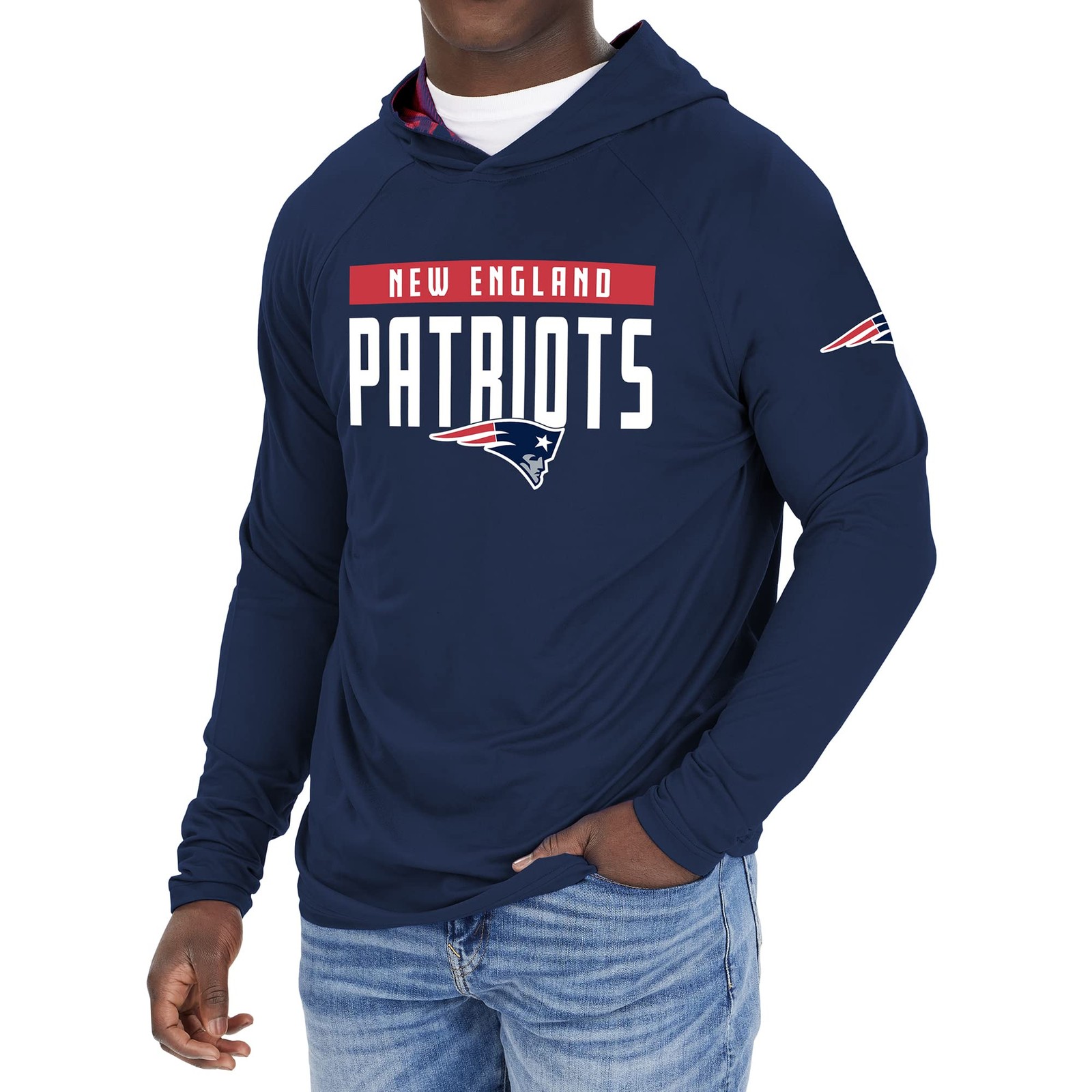 Официально лицензированная мужская толстовка Zubaz NFL Solid Hoodie New England Patriots, (SZ- Med)