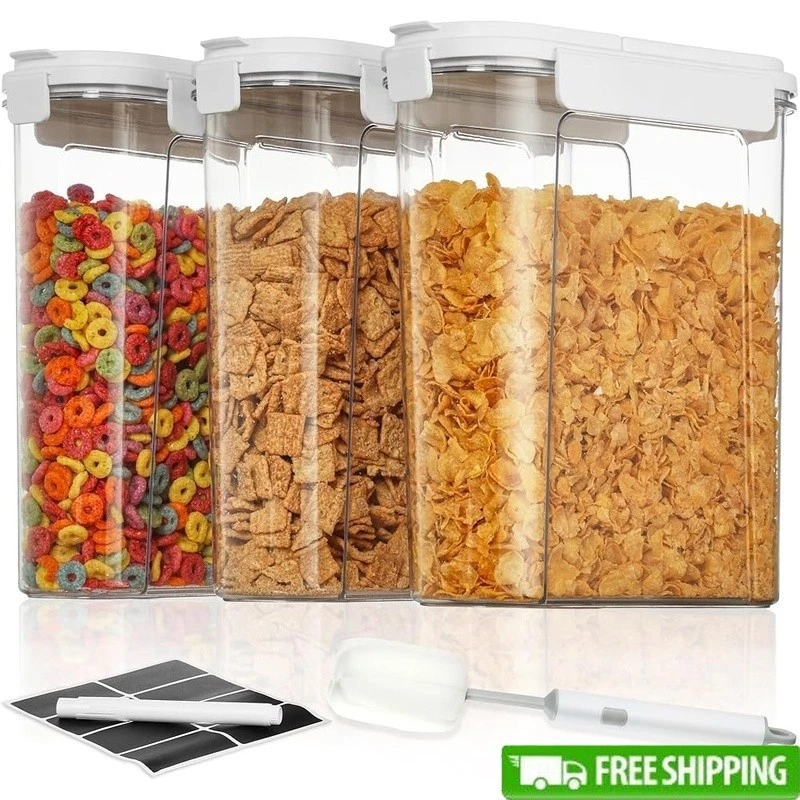 Cereal Dispenser Airtight Storage Containers W/ Flip-Top Lids BPA Free Labels US