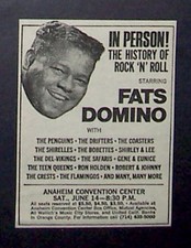 Fats Domino Drifters Shirelles Coasters Penguins Anaheim CA 1969 Concert Ad