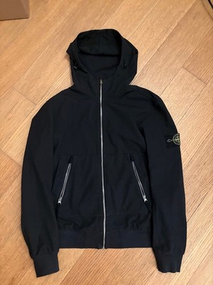Stone Island Man Black Soft Shell Hooded Jacket