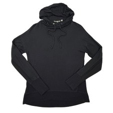 Athleta Hoodie Women Small Black Pullover Thumbholes Modal Ribbed Trim