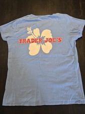 Trader Joes T Shirt Light blue Unisex Large - Hibiscus Style.
