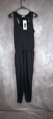 Danskin Women's XS Black Sleeveless Jumpsuit Drawstring Waist Athletic One Piece