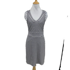 Cremieux Dress Womens XS Extra Small Striped Sleeveless V Neck Stretch A Line