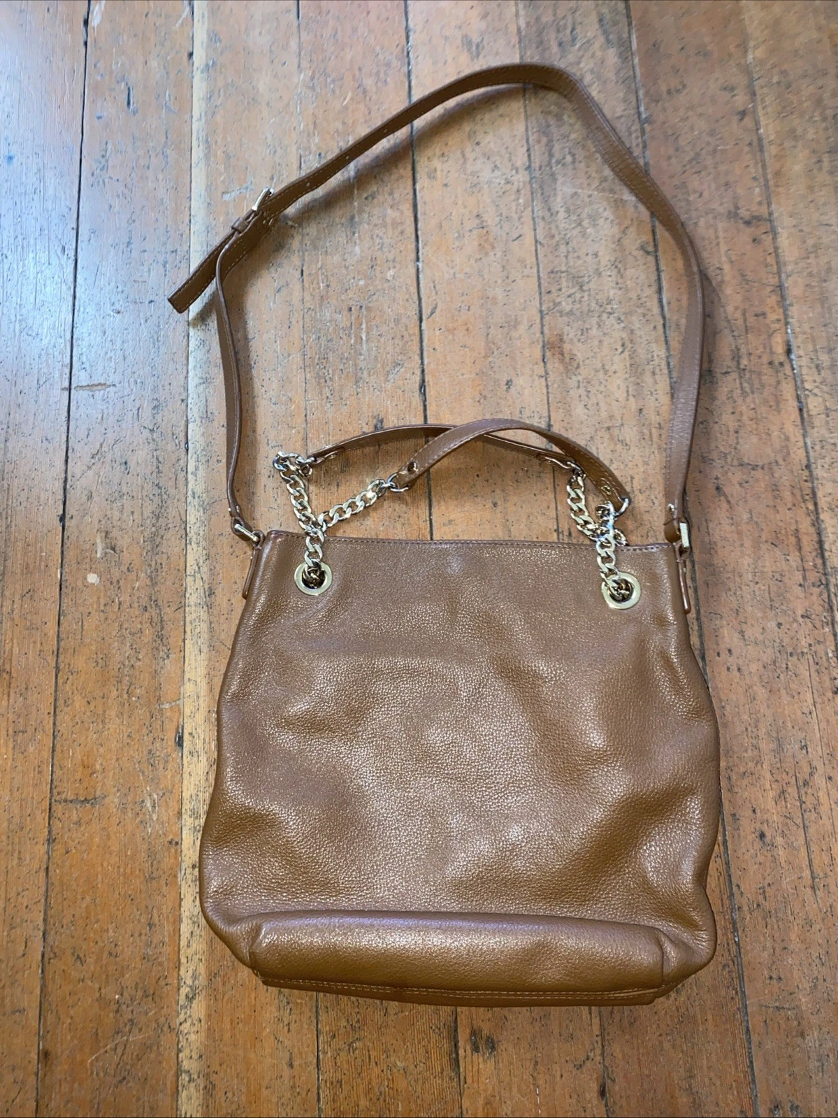 Michael/Michael Kors Jet Set Medium Leather Purse Light Brown Preowned.