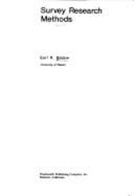 Survey Research Methods Mass Market Paperbound Earl R. Babbie