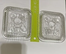 Refrigerator Dish lid Fruit Motif Ribbed Federal Glass Vintage 5.25” x 4.25” x 2