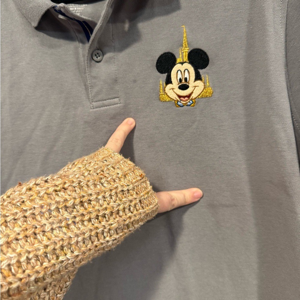 Walt Disney World 50th Gray Polo Shirt with Embroidered Mickey and Castle thumbnail 2