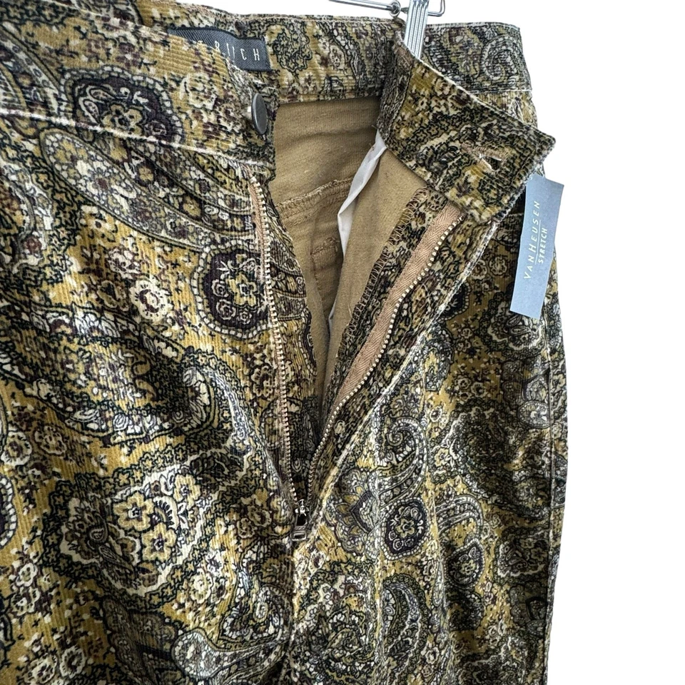 Van Heusen NWT Paisley Print Straight Leg High Rise Cotton Corduroy Pants Sz 16 - Image 4 of 4