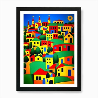 Colorful Village 31 Art Print Framed Wall Art Poster Canvas Print Picture