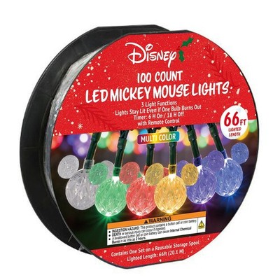 Disney Mickey LED String Lights 100 Count 66 FT Multicolor Indoor Outdoor