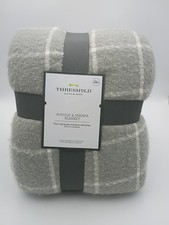 Threshold Boucle Sherpa Blanket Size 90inx92in Full/Queen Gray/PHC09621 NEW