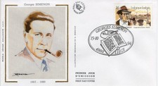 FRANCE, Sc FDC, SILK, # 1567    BELGIQUE, GEORGES SIMENON  1903-1989 