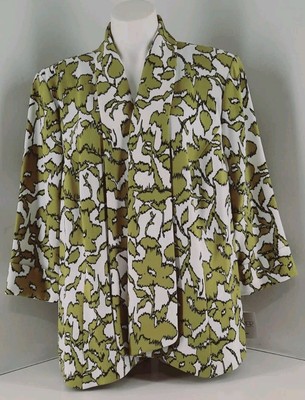 Kasper Lime Multicolored Open Front,  Bracelet Length Sleeve  Suit Jacket.  24W