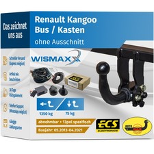 ANHÄNGERKUPPLUNG abnehmbar für Renault Kangoo 13-21 +13pol E-Satz ECS
