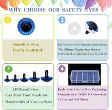 100Pcs Safety Eyes and Washers for Amigurumi Crochet - 11-23mm 5Size Colorfu...