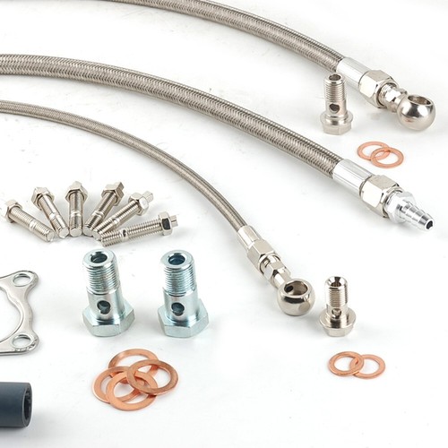 Oil & Water Line Kit Fits RB20DET 25DET w/ stock Nissan RB25DET Turbo TOP MOUNT - Foto 4 di 7