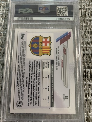 2020-21 Topps Chrome UCL Pedri Refractor Rookie RC #61 PSA 10 FC Barcelona Spain - Picture 2 of 2