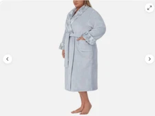 Carole Hochman Women's Long Plush Wrap Robe Patch Pockets,( BLUE  M)NWT