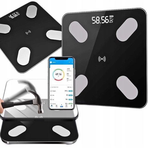 Personenwaage Körperfettwaage Waage Körperwaage mit APP Bluetooth 26x26x2,5cm - Bild 10 von 11