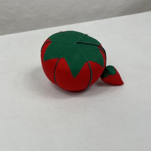 Tomato Pin Cushion Sewing Pincushions With Strawberry Emery EUC - Picture 2 of 4