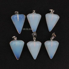 6pcs/lot Opalite Stone Hexagonal Pyramid Pendulum Pendants Reiki Healing Stone