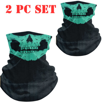 2pc FACE MASK Neck Gaiter Bandana Skull Cover Balaclava Reusable Gator Shield