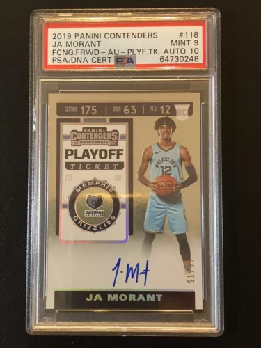 2019-20 Panini Contenders Ja Morant Playoff Ticket Auto RC #/99 PSA 9 MINT 🔥
