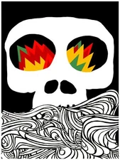 Wall Decor Poster.Fine Graphic Art Design.Skull on Fire.Room Home art.472