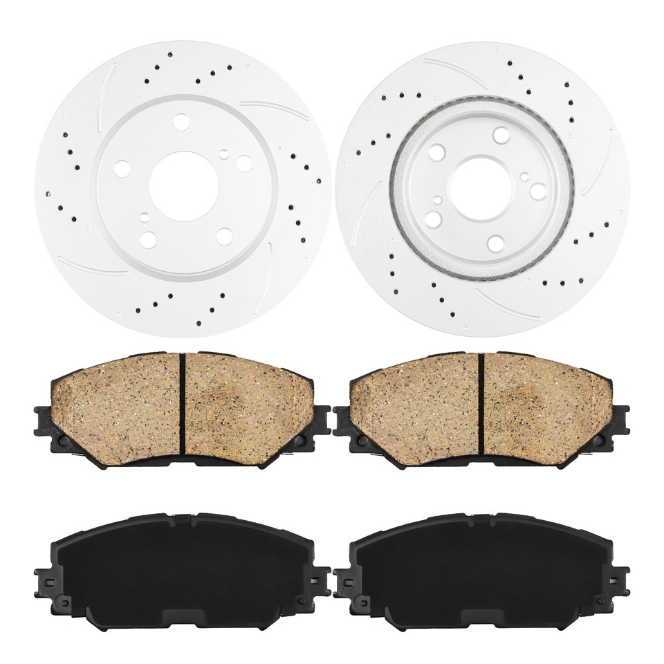 Front Drilled Brake Rotors & Ceramic Brake Pads for Toyota RAV4 Prius V