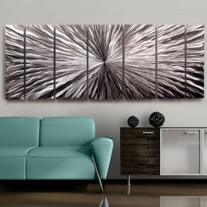 Large Contemporary Abstract Metal Wall Art Sculpture Silver Original Image Is Loading Large Contemporary Abstract Metal Wall Art Sculpture Silver