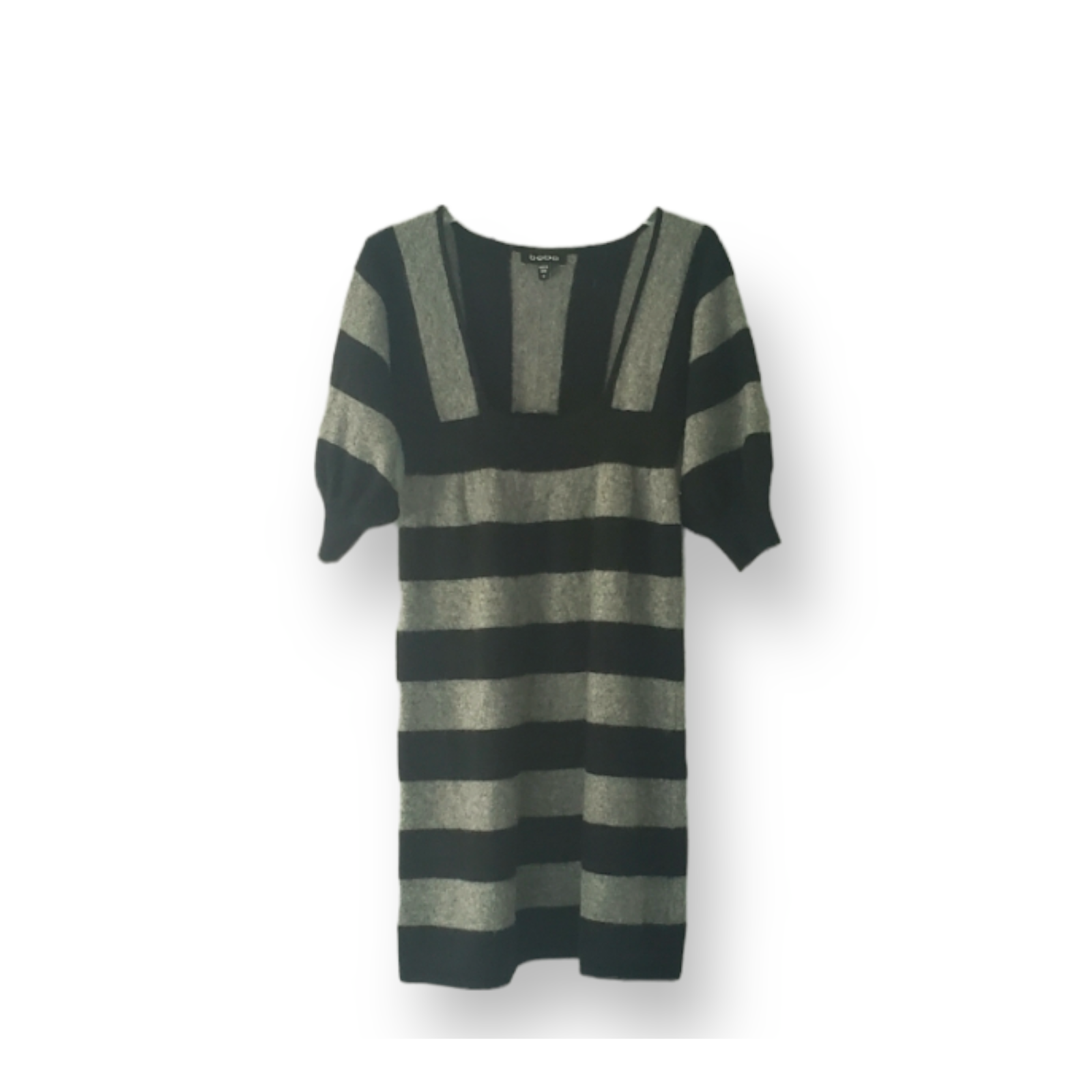 Vintage 90s Y2K Bebe Grey Black Striped Cashmere 1/2 Sleeve Sweater Dress M  | eBay