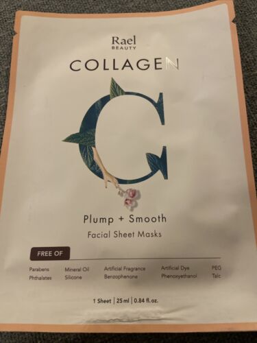 NEW Rael Beauty Collagen Plump + Smooth Facial Sheet Mask (1 Sheet) FREE SHIP