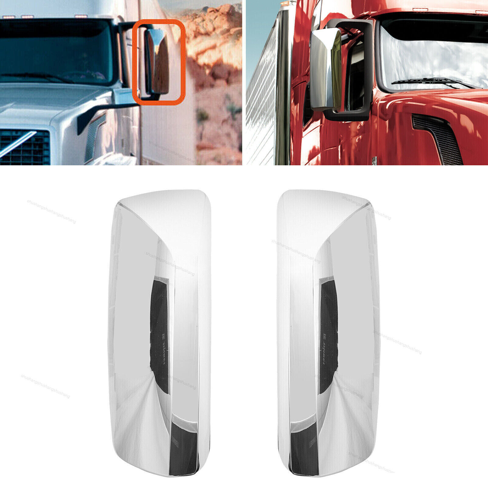 Door Mirror Cover Chrome Set For Volvo VNL 20042018 Driver&Passenger