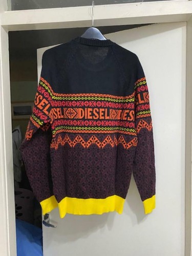 DIESEL Mens Multicolor Reg Patterned Fit K-CV-Alljac Logo Wool Mix Pullover £300 - Picture 9 of 11