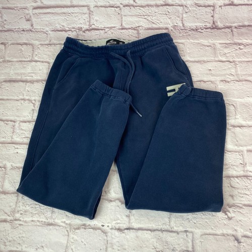 Hollister Junior Teens Jogger Sweatpants Size XS Navy Logo Drawstring Pockets