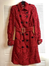 Burberry Lace Trench Coat In Parade Red Size Us4 Uk 6 It 38 Nwt