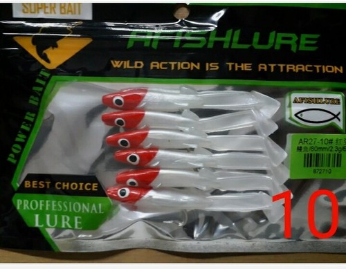 6 Stück Aale Kunstköder Gummiköder, Schleppangeln Spinning Meer, Raglou 80m - Bild 12 von 24