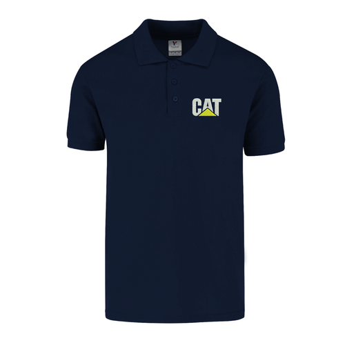 Polo Shirt Caterpillar Logo Short Sleeve Fitted Slim Fit Cotton Polyester 50/50 - Picture 9 of 13