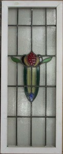 LARGE OLD ENGLISH LEADED STAINED GLASS WINDOW Awesome Geometric 18.25/" x 41/"