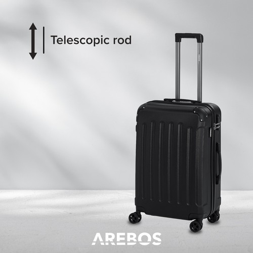 AREBOS Set van 3 reiskoffers Hard-shell koffers Set koffers M-L-XL Zwart - Photo 8/16