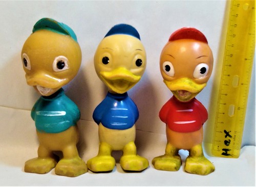 DONALD DUCK NEPHEWS WALT DISNEY PRODUCTIONS 1964 RUBBER TOY DOLL BISERKA ART