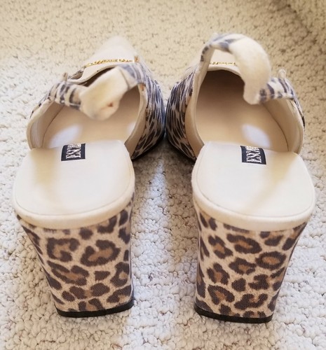 Escada two tone beige & animal print suede leather shoes size 7-1/2B, Italy - Picture 7 of 12