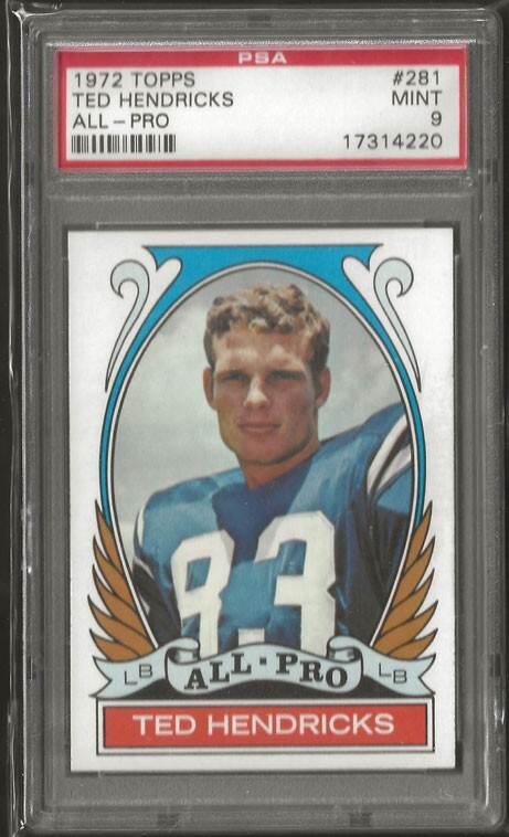 1972 Topps #281 TED HENDRICKS Baltimore Colts ROOKIE - High # PSA 9