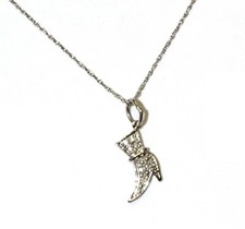 10k white gold .07ct SI2 H diamond boot pendant necklace 1.2g estate vintage 18