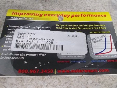 NOS Outer Wears Prefilter Black Air Box Cover WR4500 20-1101-01 - Picture 5 of 5