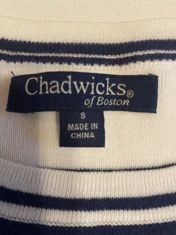 Свитер женский Chadwicks Of Boston S синий белый в полоску морской короткий рукав - Изображение 2 из 4