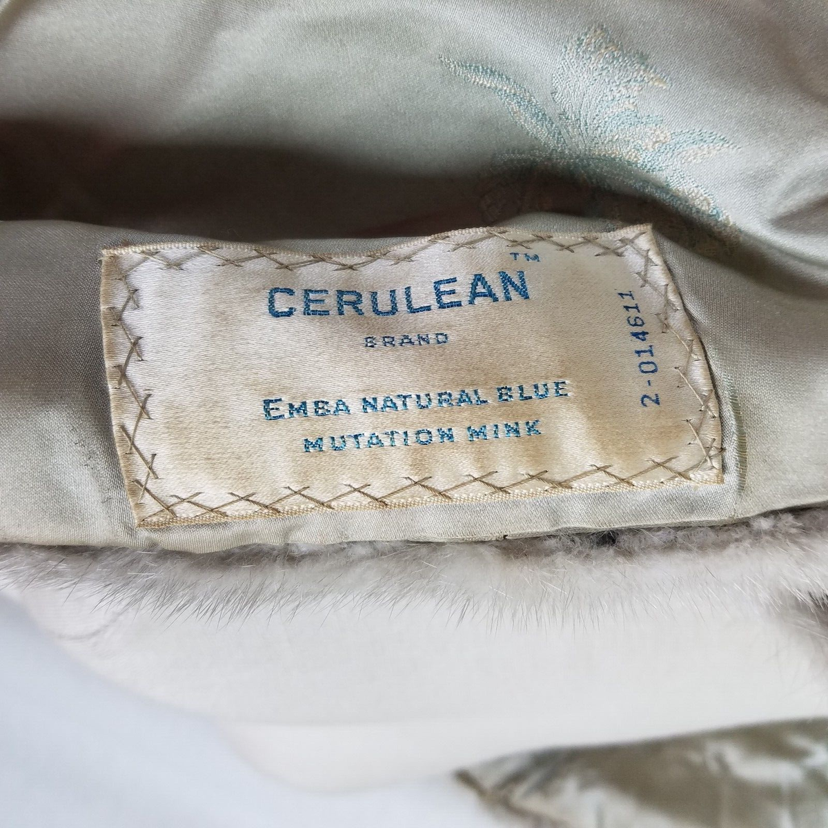Vtg Cerulean Brand Emba Natural Blue Mutation Mink Gray Gold Silver Embroidery Vtg Mink Fur Shawl Cerulean Emba natural Blue MINK Stole  main image 3